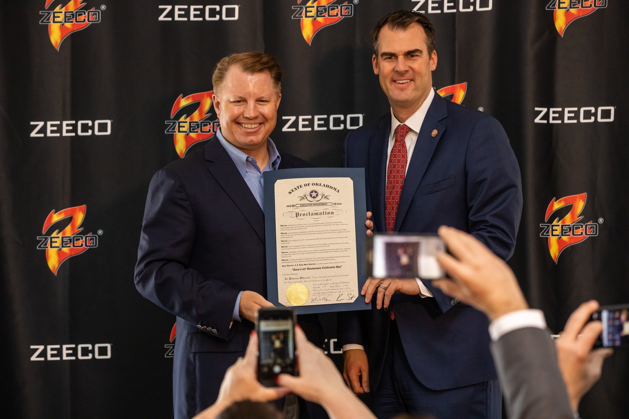 Zeeco 40th Anniversary_Zeeco President-CEO Darton Zink-Oklahoma Governor Kevin Stitt